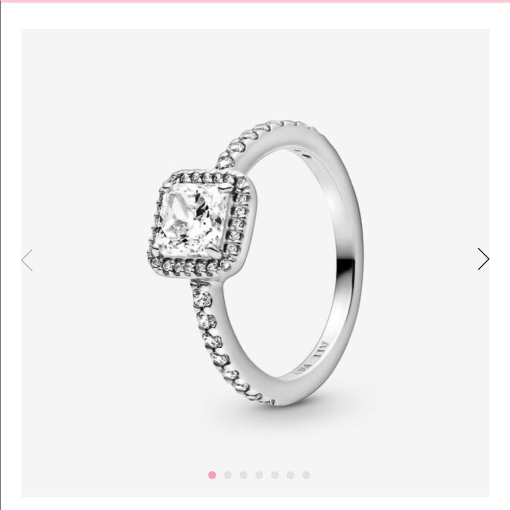 Pandora square sparkle halo ring